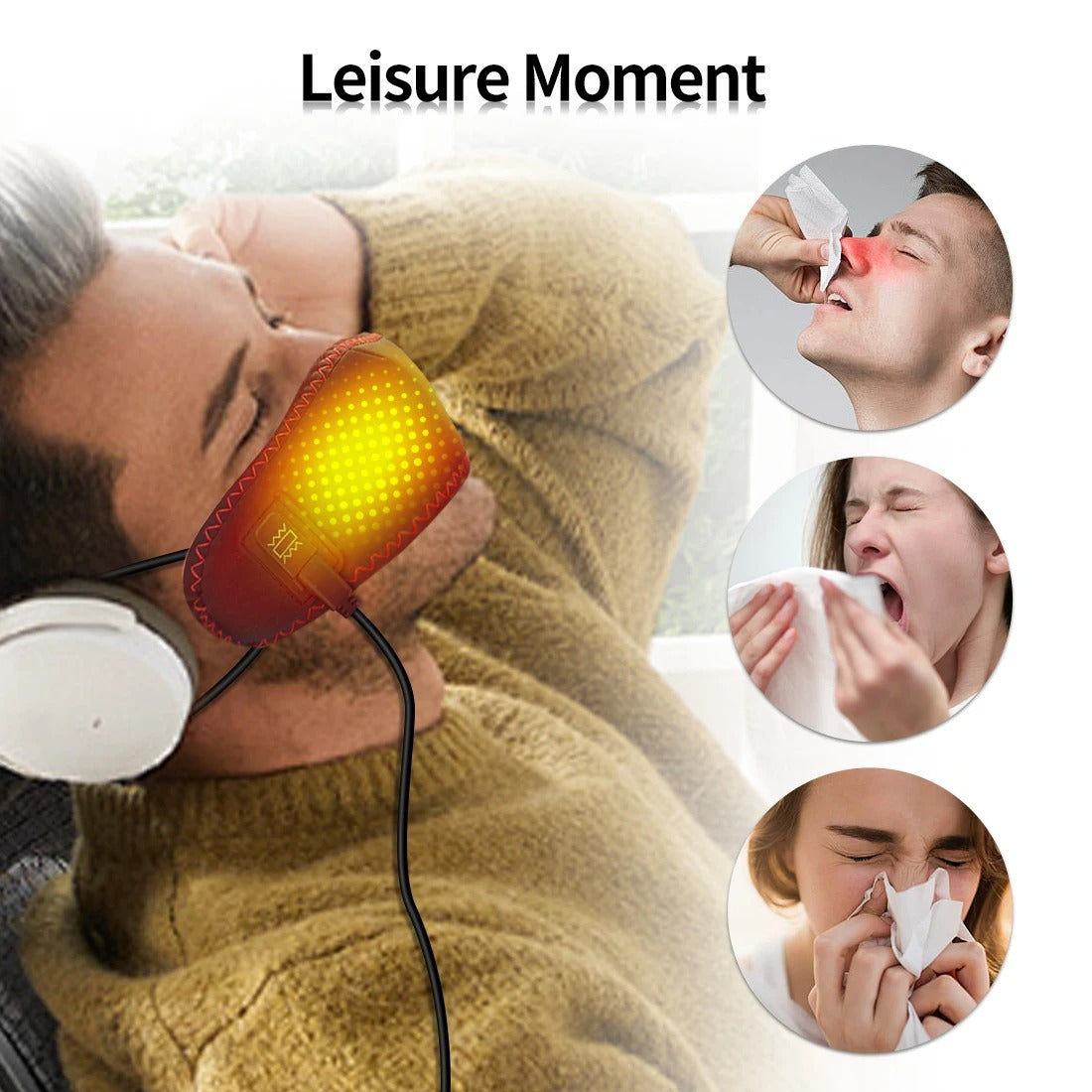 3-speed heated nose covers, resistant to snoring, allergy prevention, relaxing breathing