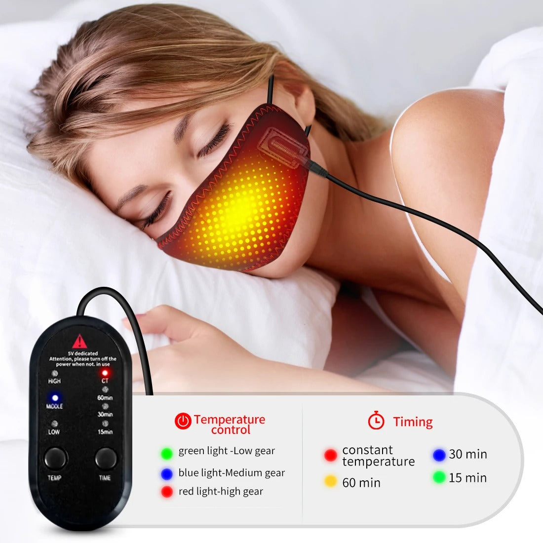 3-speed heated nose covers, resistant to snoring, allergy prevention, relaxing breathing